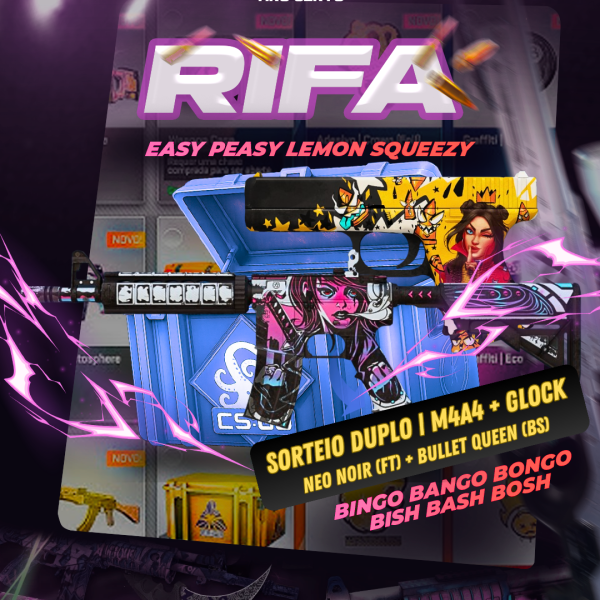 16/09 • SORTEIO DUPLO - M4A4 | Neo Noir (FT) + Glock-18 | Bullet Queen (BS)